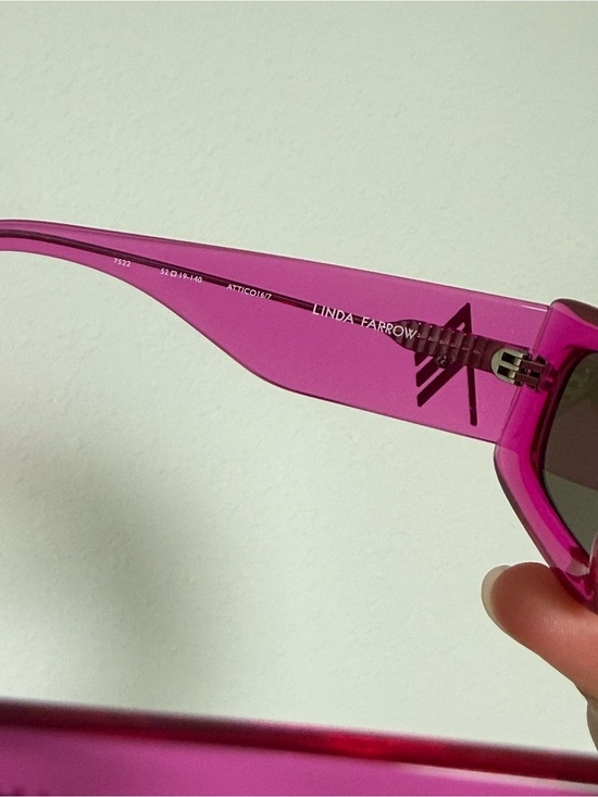 The Attico x Linda Farrow Hot Pink Mini Marfa Rectangular Sunglasses w/Pouch main image 7